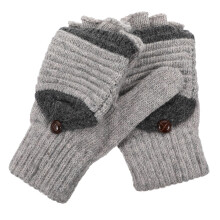 3Paare Damen Convertible Strickhandschuhe Grau Klappbare Finger