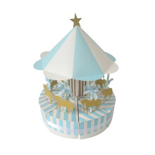 3Stk Blaue Hochzeit Gastgeschenk Box Papier Karussell Formverpackung