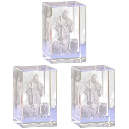 3Stk Kristall Jesus Transparent Eingraviert 2