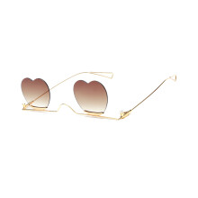 3 . Rahmenlose Metall Sonnenbrille Herzform Für Damen