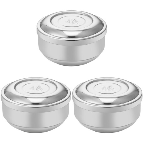 3Stk Wärmespeicher Schüsselset Silber Doppelwandig Für 1