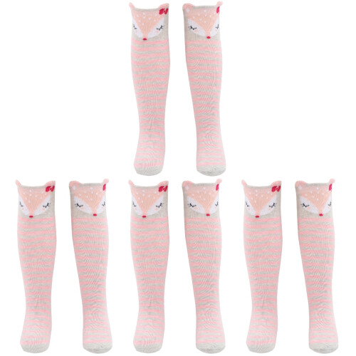 4 Paar Kniesocken Mit Tiermuster Baumwolle Für 1