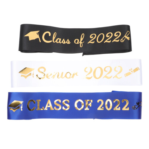 3Stk Graduation Shoulder Sashes, Satinierte Unisex Grad Sashes Bunt