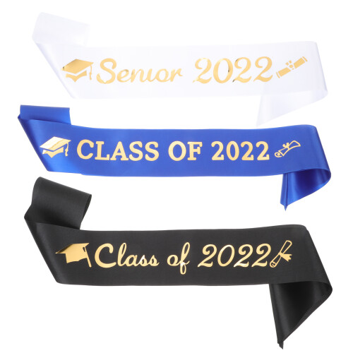 3Stk Graduation Shoulder Sashes, Satinierte Unisex Grad Sashes Bunt 2