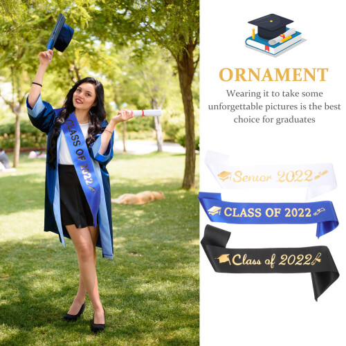 3Stk Graduation Shoulder Sashes, Satinierte Unisex Grad Sashes Bunt 1