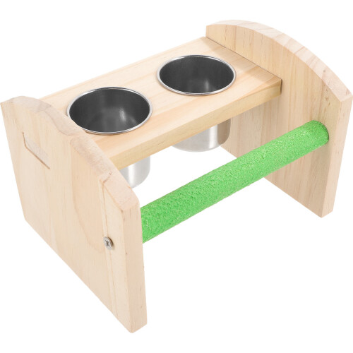 4Stk Tischparadies Sitzstange Holzfutterstand Papageientraining 1