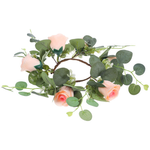 3Stk Künstlicher Blumenkerzenring Aus Seidenrose 1