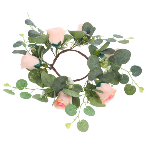 3Stk Künstlicher Blumenkerzenring Aus Seidenrose 2