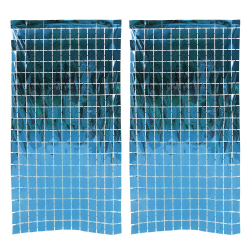 6Stk Blaue Tinsel Foil Fringe Curtains Hochzeit Feier