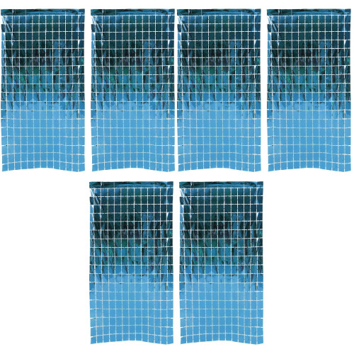 6Stk Blaue Tinsel Foil Fringe Curtains Hochzeit Feier 2