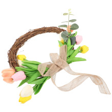 2Stk Rustikaler Tulpenkranz Aus Rattan Für Tür, Party, Festlichkeiten