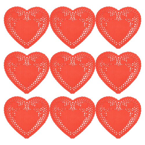 Rote Herz-Spitzendeckchen Papier - Für Valentinstag 1