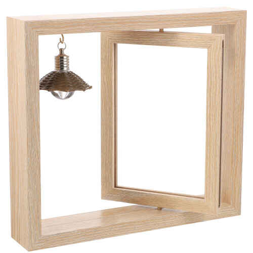 4Stk Doppelseitiger Drehbarer Holz Bilderrahmen Mit Lampe 1