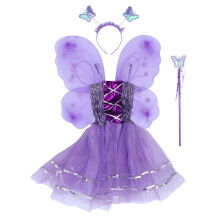 4 Kinder Schleifen Set Mit Engelsflügeln Violett