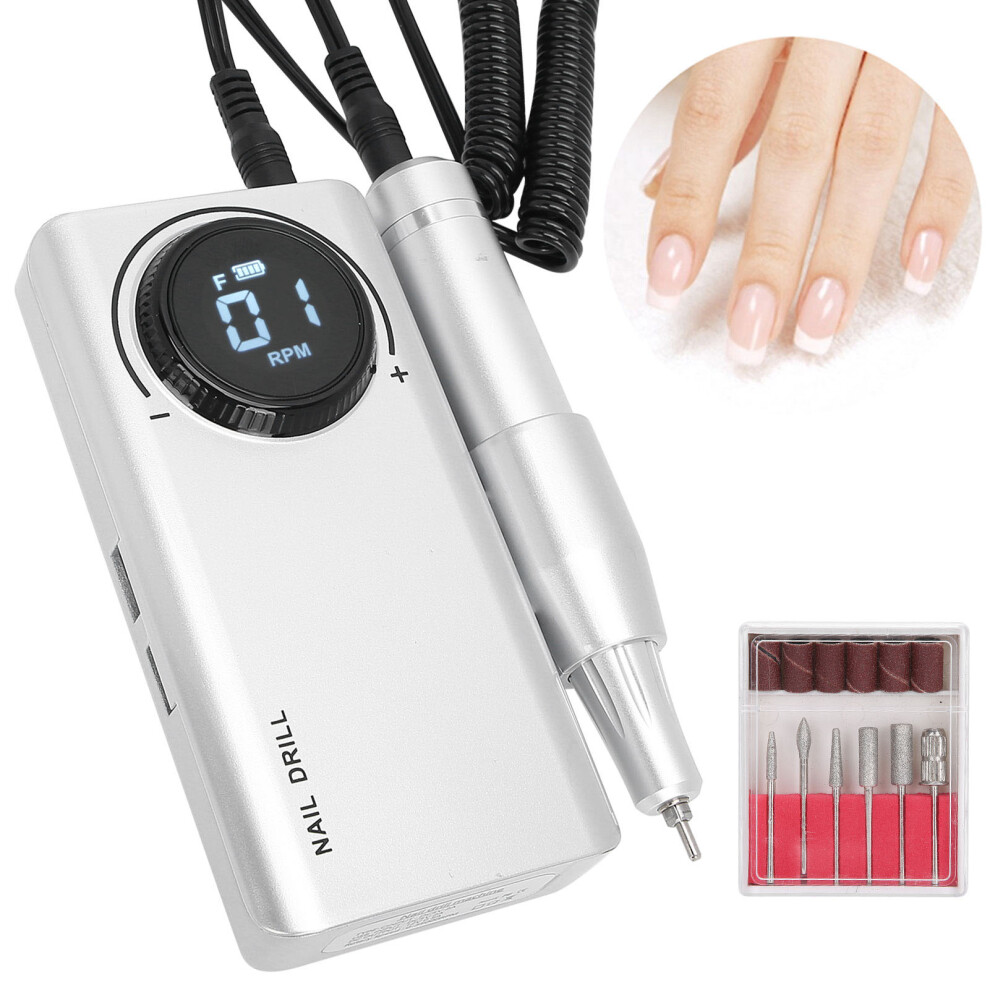Gray Rechargeable 35000Rpm Nail Drill Pen With Lcd Display, 3000Mah