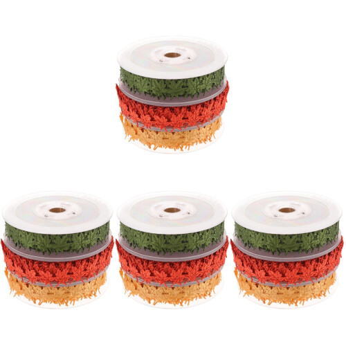 12Rolls Durable Maple Leaf Gift Ribbon for Festival and Wedding Crafts 1