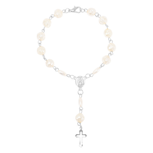 4Pcs Durable Silver Beaded Cross Bracelets Religious Jewelry