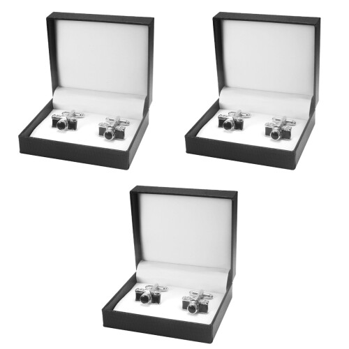 3 Pares De Botões De Punho Masculinos De Câmera Com 2