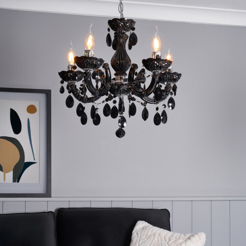 Litecraft Marie Therese Black Chandelier 5 Light 1