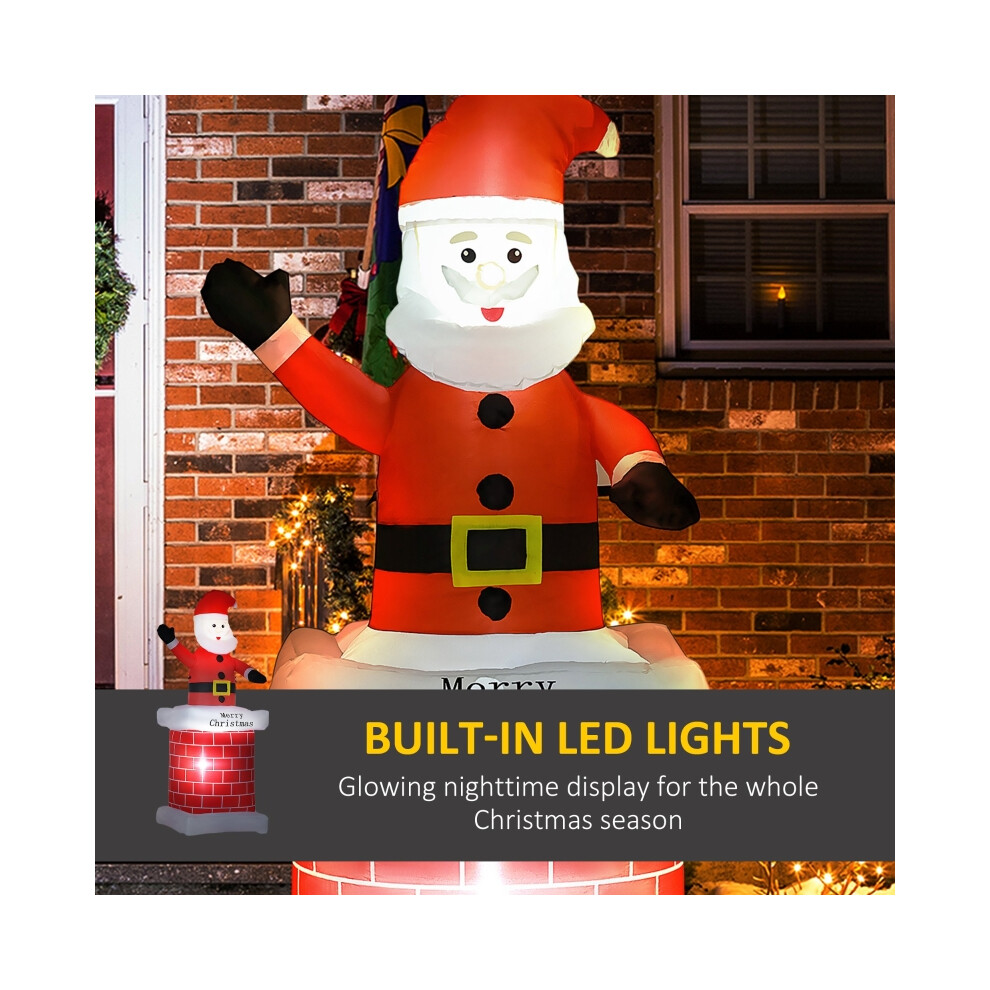 Santa Claus Inflatable 7ft from Chimney Outdoor LED Blow-Up Christmas Garden Decor for Lawn & Holiday Parties-image-OPC-PMVMRP9-NEW