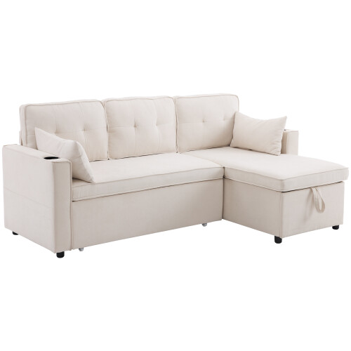 3-in-1 Convertible Sofa Bed with Internal Storage Chaise 2