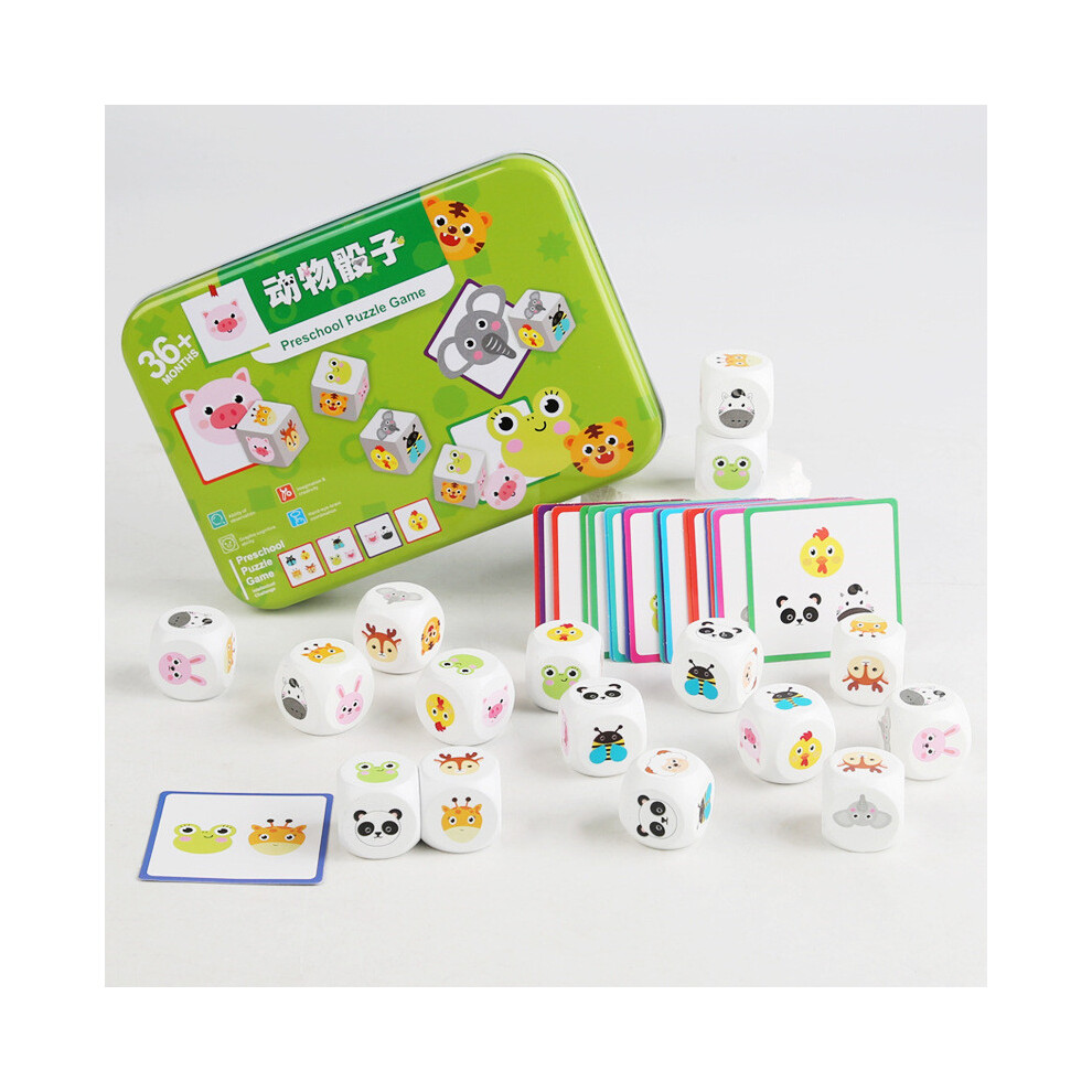 Wooden Animal Dice Card Pairing Toy For Kids Education Focus Board Training Game-image-OPC-PMVMW96-NEW