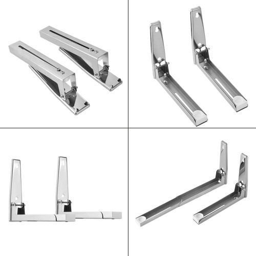 2x Stainless Steel Microwave Wall Mount Brackets, Foldable, 77lbs Capacity 2