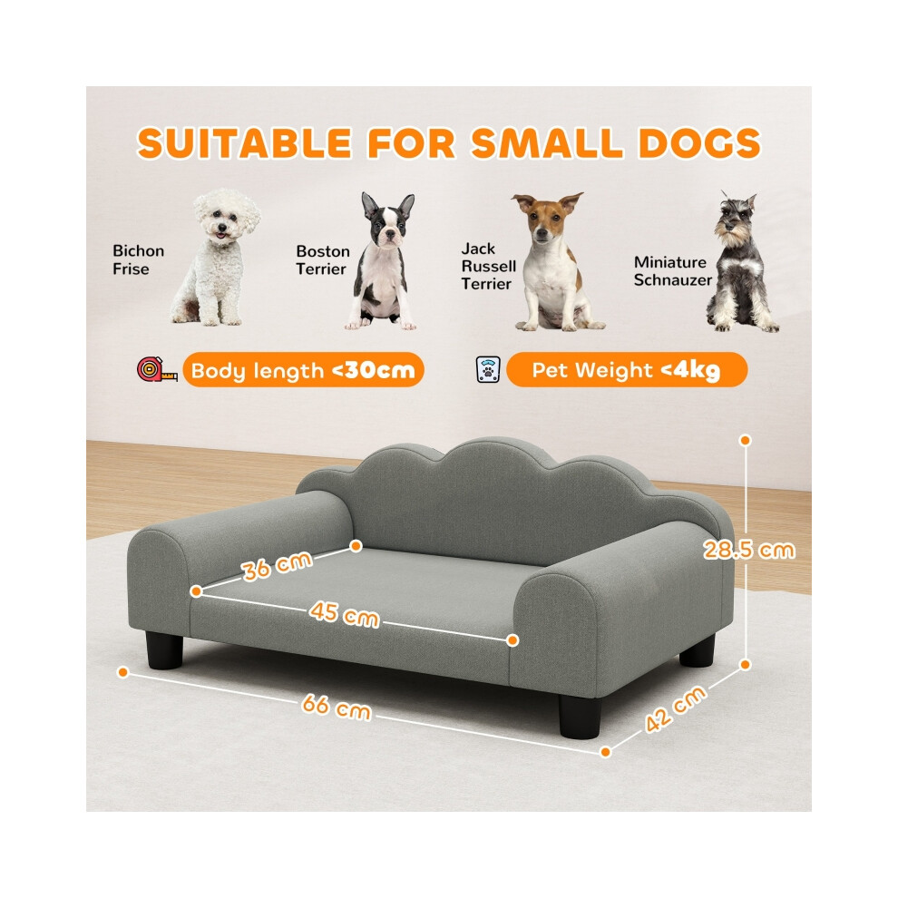 Small Dog Sofa Bed â Elevated Grey Pet Couch with Breathable Material Backrest & Armrest for Cozy Rest & Support-image-OPC-PMVMWRT-NEW