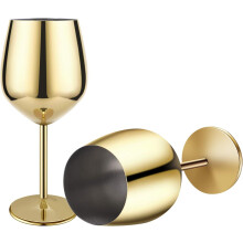 Unbreakable Metal Wine Glasses, Wine Aerator Set with 304 Stainless Steel Construction, 500ml Stemmed Goblets for Red White Wine Champagne, Condensati