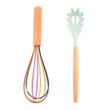 Innovative Wood Handle Silicone Whisk, Balloon Shape Heat Resistant Kitchen Utensil, Non-Stick Coating Friendly, Easy Cleaning for Professional Cookin