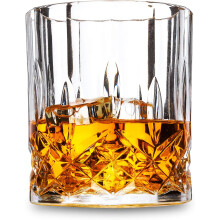 Conjunto de 4 copos de whisky de cristal, 300ml, sem chumbo, com base pesada, design elegante para uma experiência sensorial.