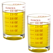 Culinary Companion, livsmedelssäkra tunga glasshotglas, mäter enkelt upp flytande ingredienser för dagligt bruk (2-pack)
