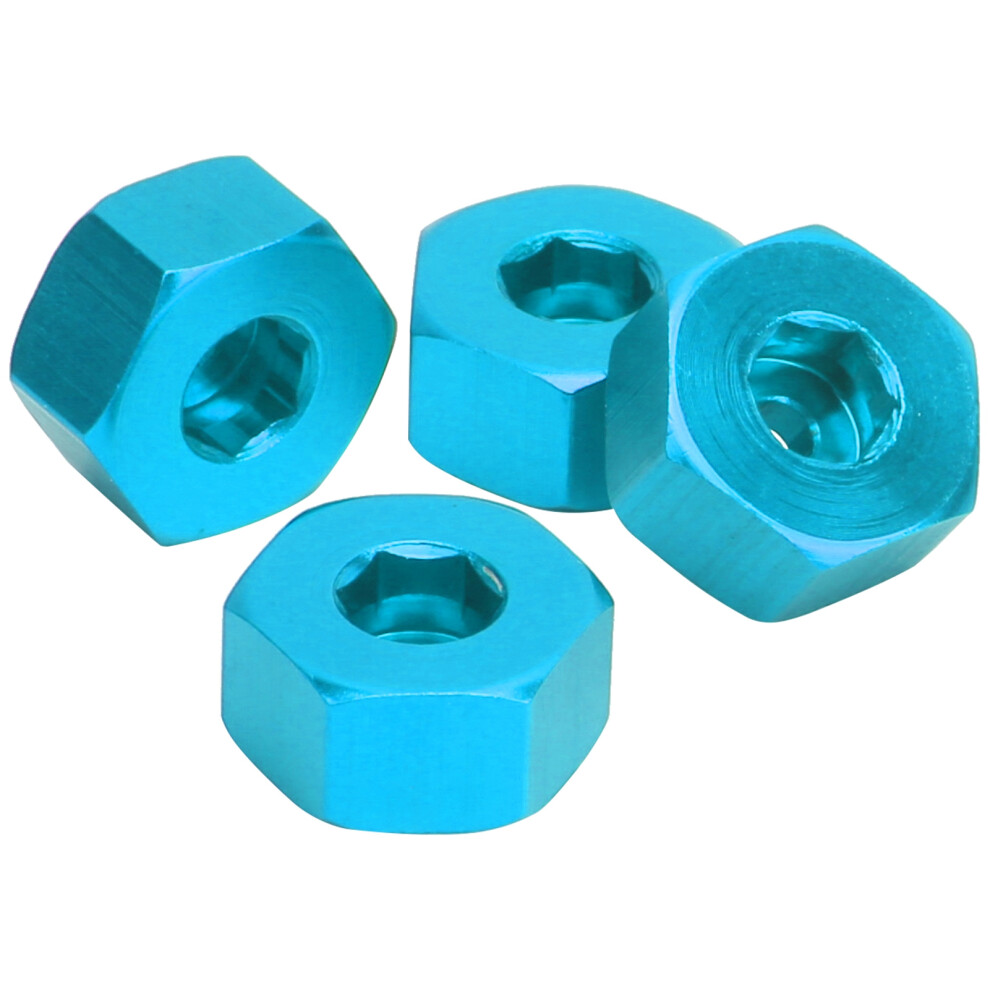 4Pcs 12Mm Aluminum Alloy Hex Combiner Wheel Hub For Rc D12 Blue 7661359801255