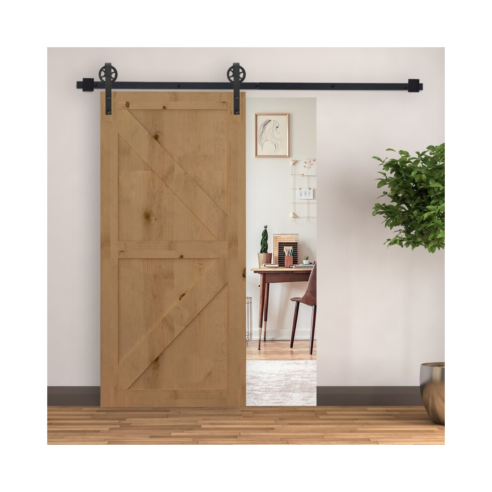 Sliding Barn Door Kit 6.6 FT Carbon Steel Track System for Wooden Doors Industrial Wheel Style Rollers-image-OPC-PMVNFGP-NEW
