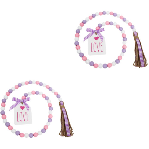 2Stk Valentinstag Perle Holzperle Mit Quaste Schnur 2