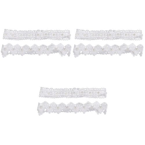 3Paare Weißes Elastisches Strumpfband Hochzeit 2
