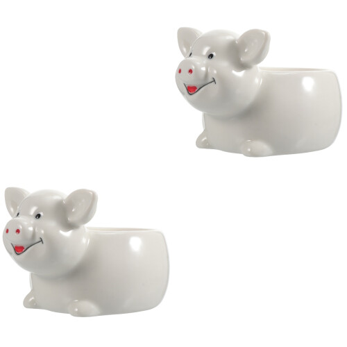 2Pcs Multi-Functional White Ceramic Salad Bowl Ideal for Home and Kids 2