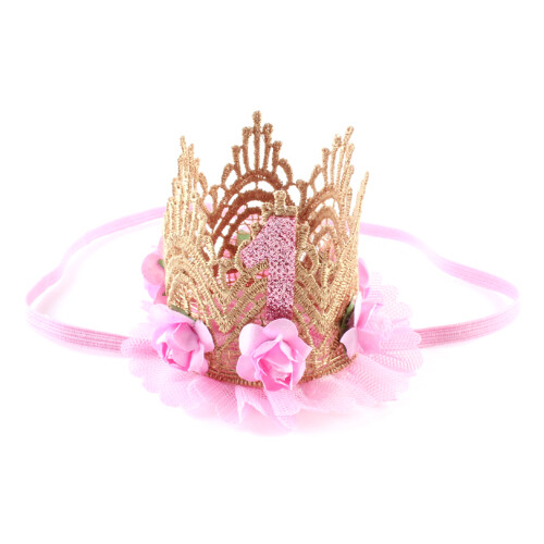 3Stk Baby 1. Rose Kopfschmuck Hellrosa