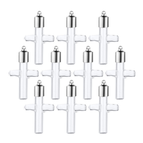3 Sets Mini Wunschflaschen Glasphiole Kreuzform Mit Anhänger 2