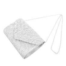 2Stk Frauen Abendtasche Weiß Spitzenverzierung Festliche Clutch Bag
