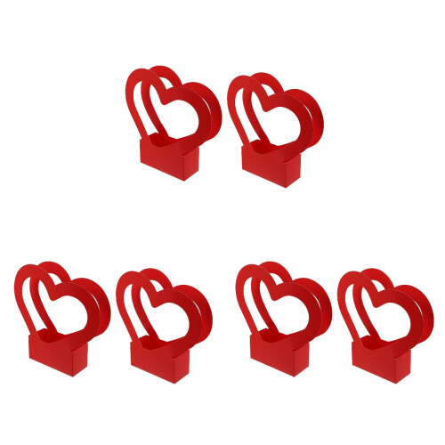 6Stk Rote Blumenverpackung Papierbox Mit Herzgriff 1
