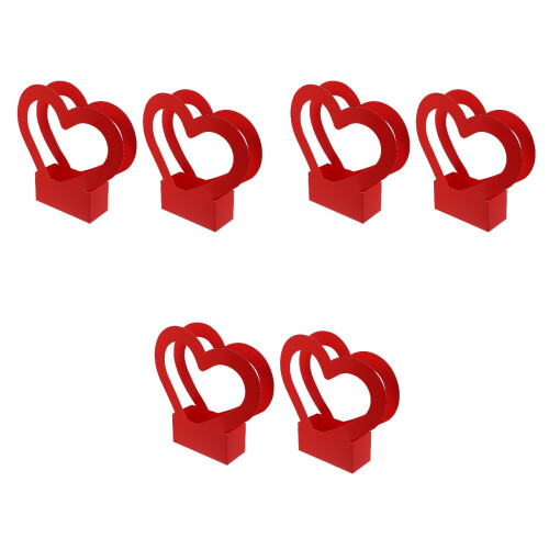 6Stk Rote Blumenverpackung Papierbox Mit Herzgriff 2
