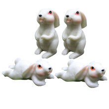 8Stk Weiße Rabbit Statue Kleine Häschen Bonsai Deko Fürs