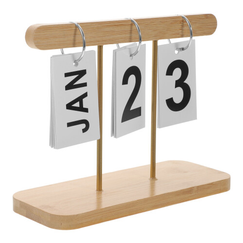 3Stück Tischkalender Mit Rustikaler Holzunterlage