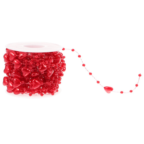 2Rolls Red Plastic Beaded Heart Chain for DIY Jewelry Making