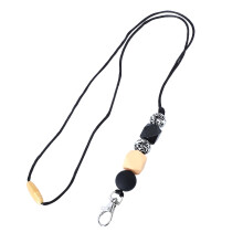 2Stk Namensschild Kette Holzperlen Badge Holder Mehrfarbig Für Büro