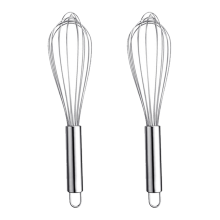 Set di fruste professionali in acciaio inox, con frusta a filo rinforzato per mescolare e montare senza sforzo in cucina.