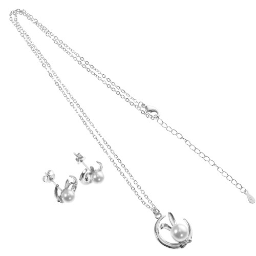 3 Sets Easter Bunny Eardrop Necklace Cartoon Jewelry 2