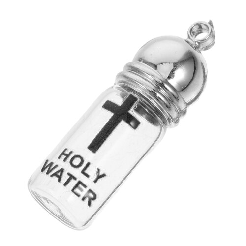 5Pcs Holy Water Bottle: Refillable Glass With Cross 1