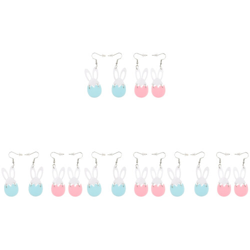 8 Pairs Bunny Shape Acrylic Earring Rabbit Pendant Easter Ornament 1